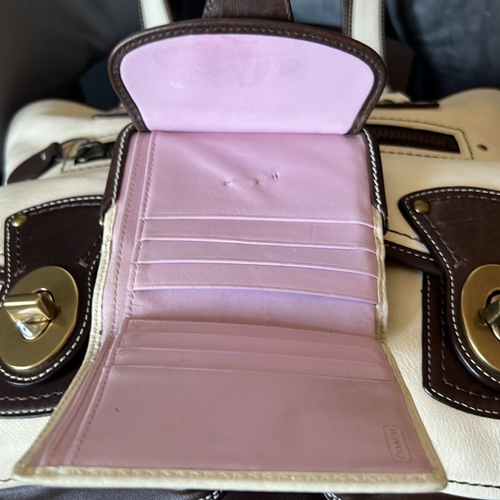 Coach Gigi Legacy Parchment-Dk Brown Spectator Vachetta Leather Tote+Wallet SET - Picture 11 of 14